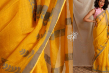 Ameya ⚉ Block Printed ⚉ Rosa Kota Saree - Yellow