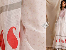 Ameya ⚉ Block Printed ⚉ White Lilac Kota Saree