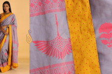 Pastel Grey ⚉  Block printed ⚉  Saree