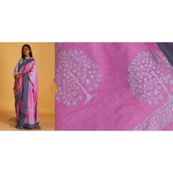  Pastel Pink ⚉ Block printed ⚉ Saree