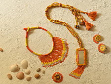 Jewel Vine | Bead Necklace + Choker + Earrings + Ring (Yellow)