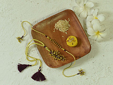 Handmade Rakhi | Antarang- Yellow Corel Bhai-Bhabhi Rakhi Set 2
