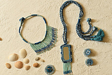 Mirror Choker | Aasmani (Light Blue) - Necklace set ( Long Necklace + Choker + Earrings + Ring)