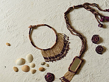 Jewel Vine | Bead Necklace + Choker + Earrings + Ring (Purple)