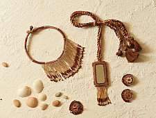 Jewel Vine | Bead Long Necklace + Choker + Earrings + Ring (Brown)