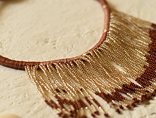 Jewel Vine | Bead Long Necklace + Choker + Earrings + Ring (Brown)