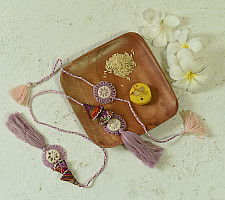 Handmade Rakhi | Lavender Jumki Bhai-Bhabhi Rakhi Set