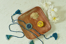 Handmade Rakhi | Asmani Jumki Bhai-Bhabhi Rakhi Set