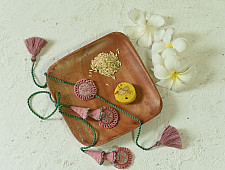 Handmade Rakhi | Pink Green Jumki Bhai-Bhabhi Rakhi Set