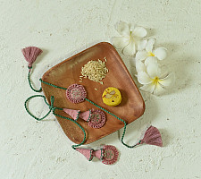 Handmade Rakhi | Pink Green Jumki Bhai-Bhabhi Rakhi Set