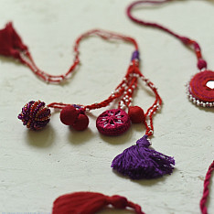 Handmade Rakhi | Pink Patwa-ari Bhai-Bhabhi Rakhi Set