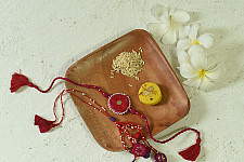 Handmade Rakhi | Pink Patwa-ari Bhai-Bhabhi Rakhi Set
