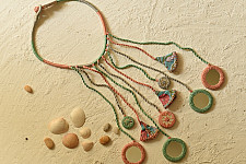 Jewel Vine | Handmade Embroidered Necklace (Green & Pink)