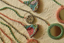 Jewel Vine | Handmade Embroidered Necklace (Green & Pink)