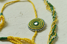 Handmade Rakhi | Yellow Green Bhai-Bhabhi Rrakhi Set