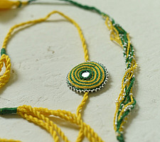 Handmade Rakhi | Yellow Green Bhai-Bhabhi Rrakhi Set