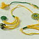 shop Handmade Rakhi - Yellow green bhai-bhabhi rakhi set