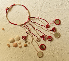 Jewel Vine | Hand Embroidered Necklace (Red & Off White)