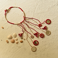 Jewel Vine | Hand Embroidered Necklace (Red & Off White)