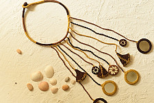 Jewel Vine | Hand Embroidered Necklace (Brown & Yellow)