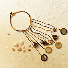 Jewel Vine | Hand Embroidered Necklace (Brown & Yellow)