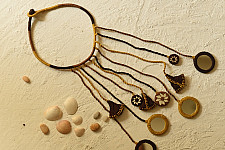 Jewel Vine | Hand Embroidered Necklace (Brown & Yellow)
