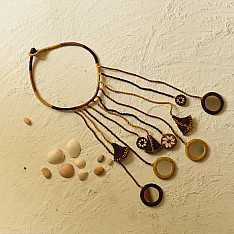Jewel Vine | Hand Embroidered Necklace (Brown & Yellow)