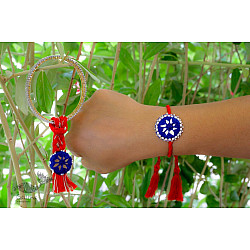 Handcrafted Rakhi ❁Blue Red Kajal Rakhi & Lumba Set 