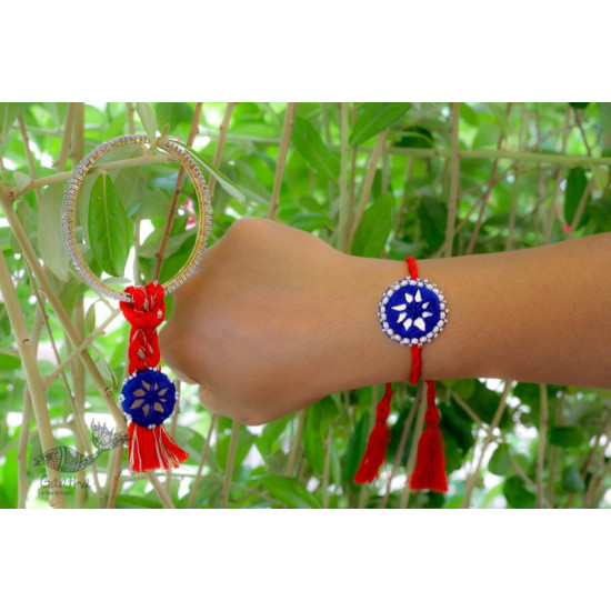 shop Handmade Rakhi -Blue red Kajal rakhi set