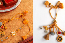 Handcrafted Rakhi ❁ Yellow Bhai Rakhi & Bhabhi Lumba Set