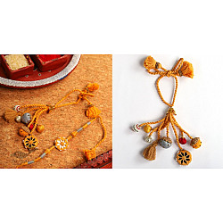 Handcrafted Rakhi ❁ Yellow Bhai Rakhi & Bhabhi Lumba Set