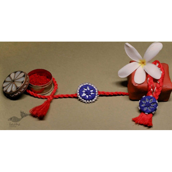 shop Handmade Rakhi -Blue red Kajal rakhi set