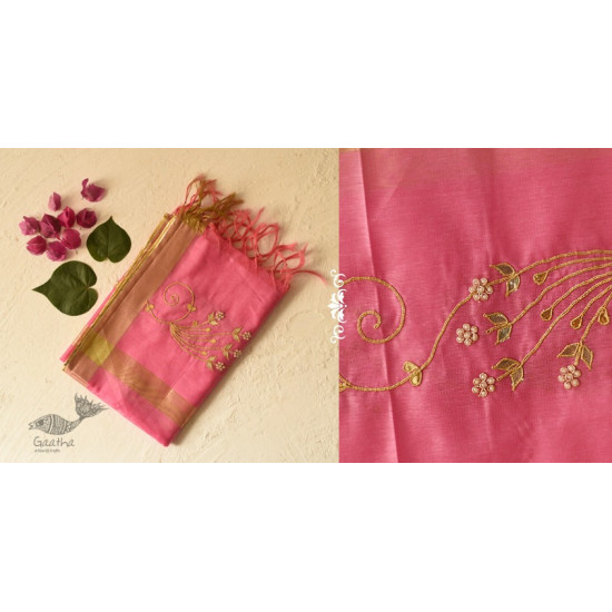 shop Chanderi Pink Dupatta ~ Gota Patti Work