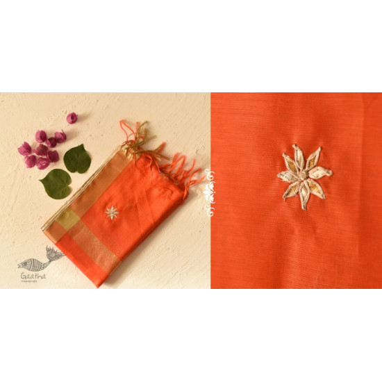 shop Gota Patti Work ~ Chanderi Orange Dupatta