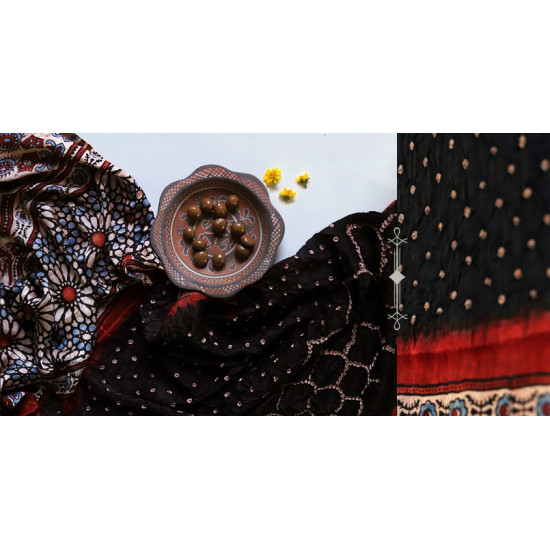 Flavors of fusion | Modal Silk Ajrakh Bandhani Dupatta ❀ 12