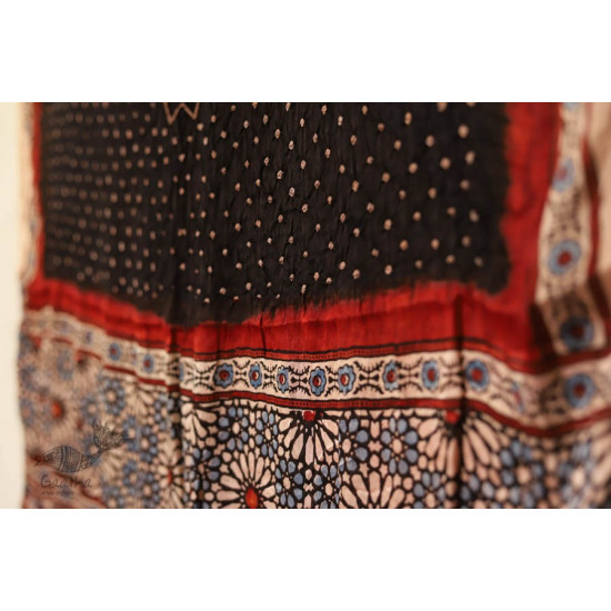 Flavors of fusion | Modal Silk Ajrakh Bandhani Dupatta ❀ 12