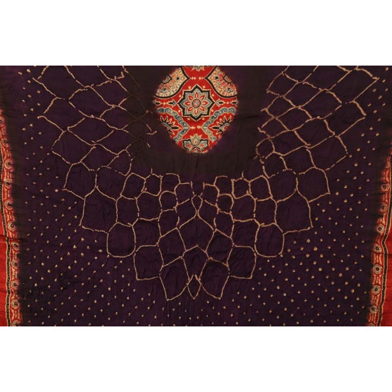 Flavors of fusion | Modal Silk Ajrakh Bandhani Dupatta ❀ 16