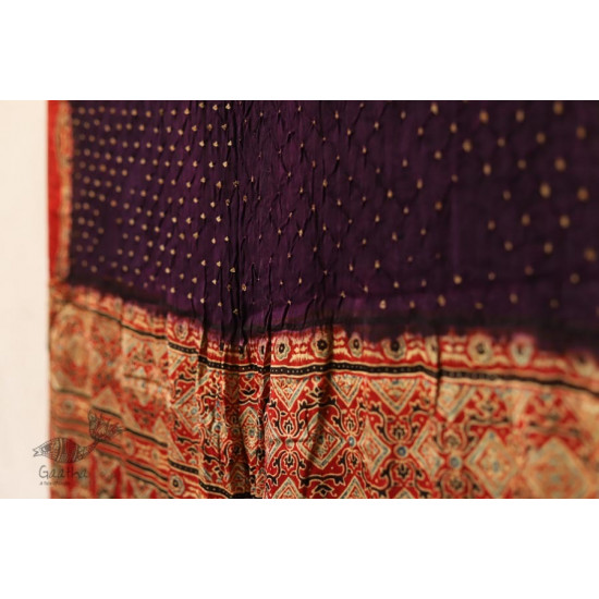 Flavors of fusion | Modal Silk Ajrakh Bandhani Dupatta ❀ 16