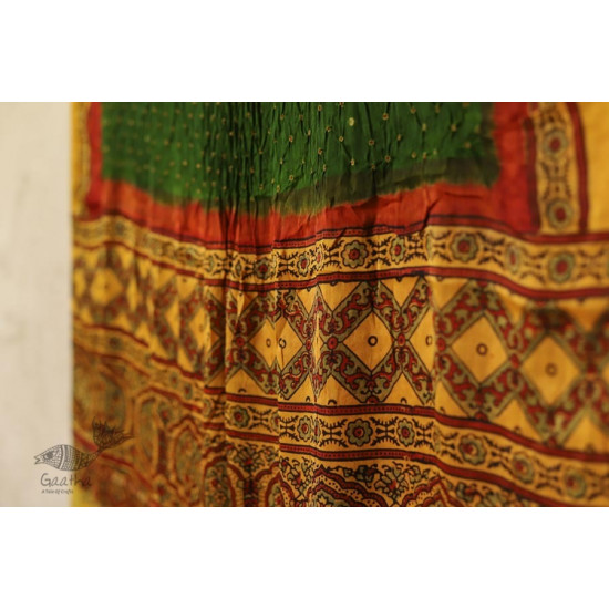 Flavors of fusion | Modal Silk Ajrakh Bandhani Dupatta ❀ 18