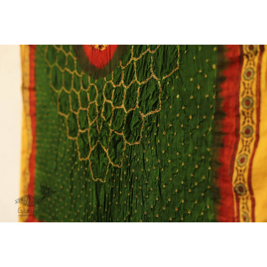 Flavors of fusion | Modal Silk Ajrakh Bandhani Dupatta ❀ 18