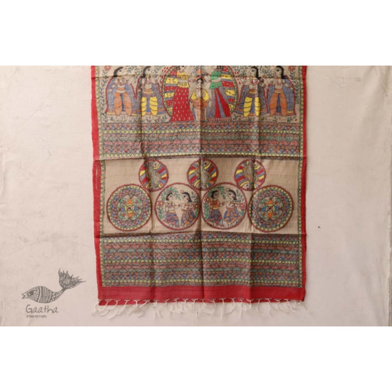 Madhubanu ❁ Tussar Silk Hand Painted Dupatta ❁ 3