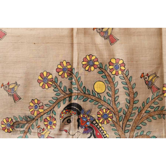 Madhubani ❁ Tussar Silk Hand Painted Dupatta ❁ 2