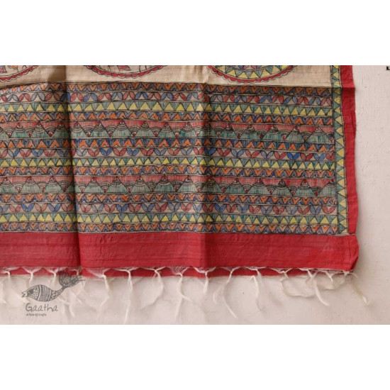 Madhubanu ❁ Tussar Silk Hand Painted Dupatta ❁ 3