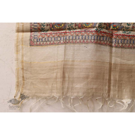 Madhubani ❁ Tussar Silk Hand Painted Dupatta ❁ 2