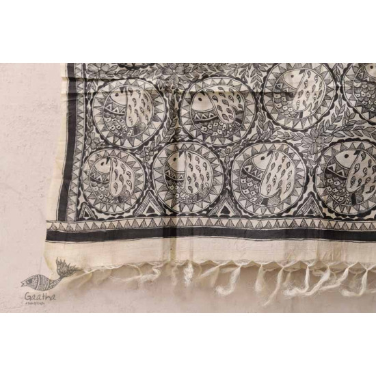 Madhubani ❁ Tussar Silk Hand Painted Dupatta ❁ 4