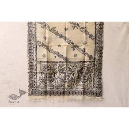 Madhubani ❁ Tussar Silk Hand Painted Dupatta ❁ 5