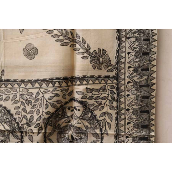 Madhubani ❁ Tussar Silk Hand Painted Dupatta ❁ 5