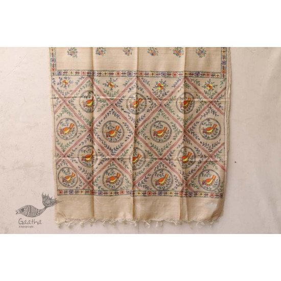 Madhubani ❁ Tussar Silk Hand Painted Dupatta ❁ 10