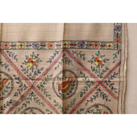 Madhubani ❁ Tussar Silk Hand Painted Dupatta ❁ 10