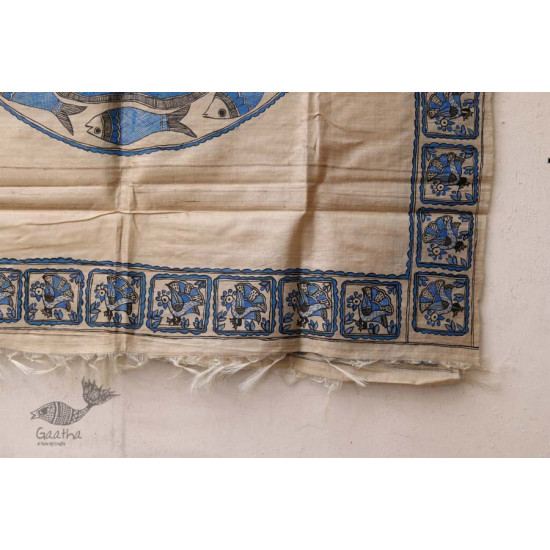 Madhubani ❁ Tussar Silk Hand Painted Dupatta ❁ 11